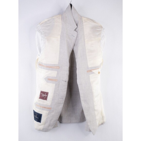 Scabal Mens Sport Coat Jacket Blazer Sz 34R Wool Finest Cloth Two Button Beige - Picture 10 of 14